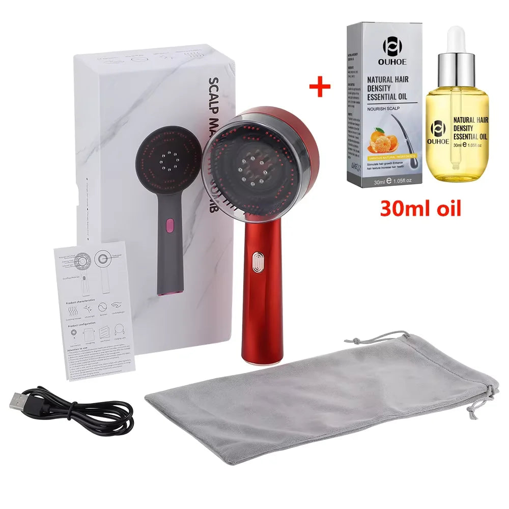 3-in-1 Red Light Therapy Hair Growth Comb | Scalp Massage & Oil Applicator
