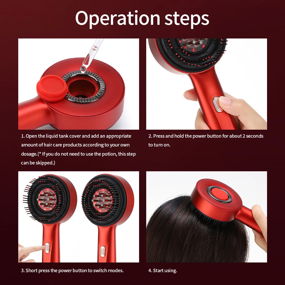 3-in-1 Red Light Therapy Hair Growth Comb | Scalp Massage & Oil Applicator