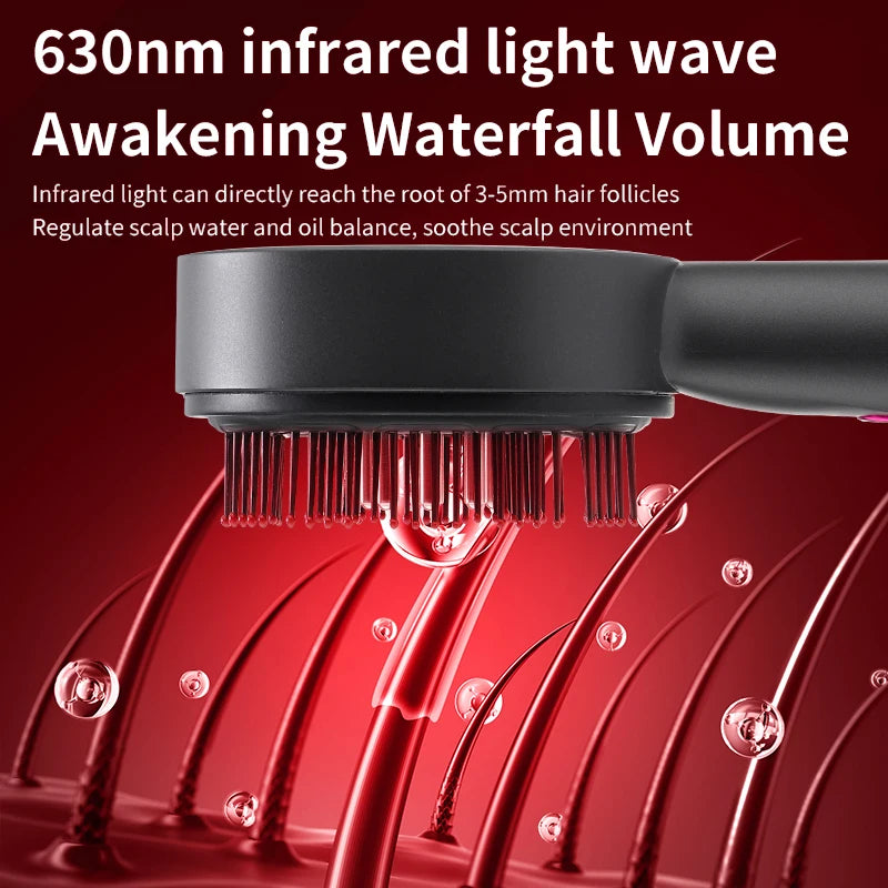 Red Light Scalp Massager with Serum Applicator, Electric Hair Comb with 3 Modes & 630nm LED, Rechargeable for Scalp Stimulation